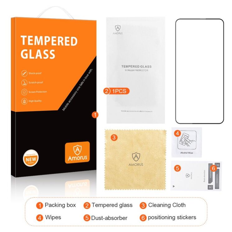 Защитное стекло AMORUS Full Glue Tempered Glass для Xiaomi Redmi Note 14 5G - Black: фото 8 из 9