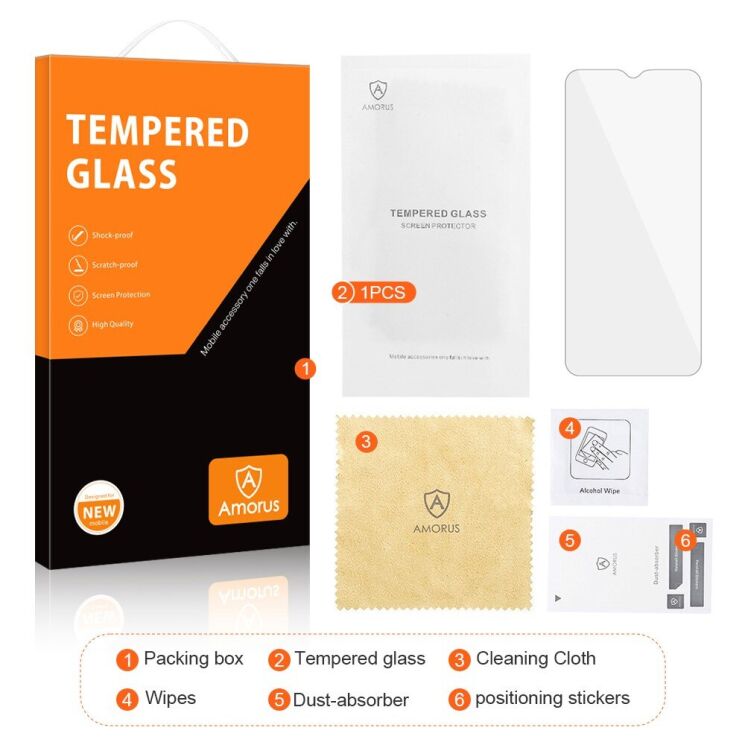 Защитное стекло AMORUS Ultra Clear для Honor X6a - Transparent: фото 8 из 9