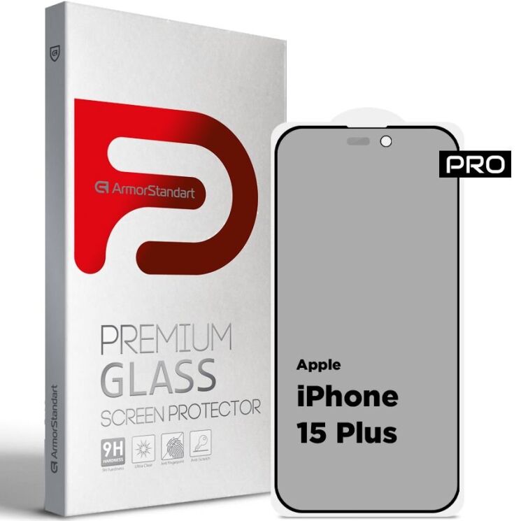 Захисне скло ArmorStandart Pro Anti-spy Matte для Apple iPhone 15 Plus - Black: фото 1 з 1