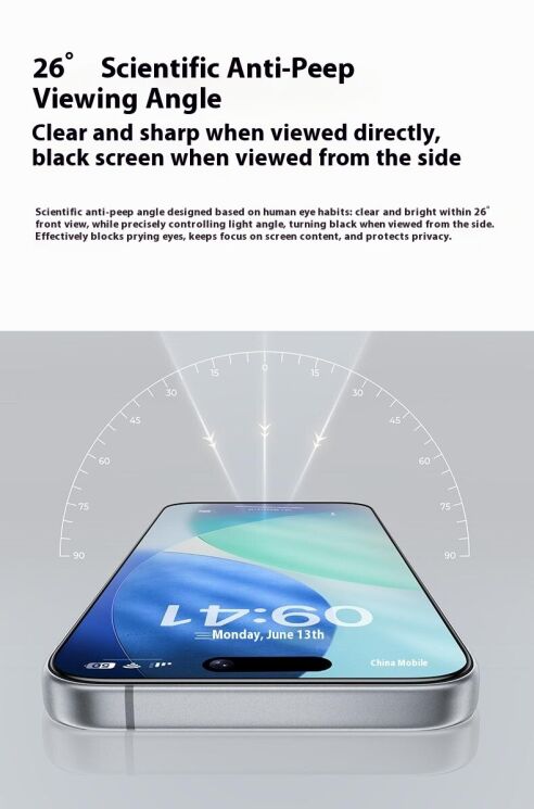 Захисне скло BENKS Zero Arc Series AntiSpy для iPhone 16 Pro / 17 / 17 Pro - Black: фото 4 з 17