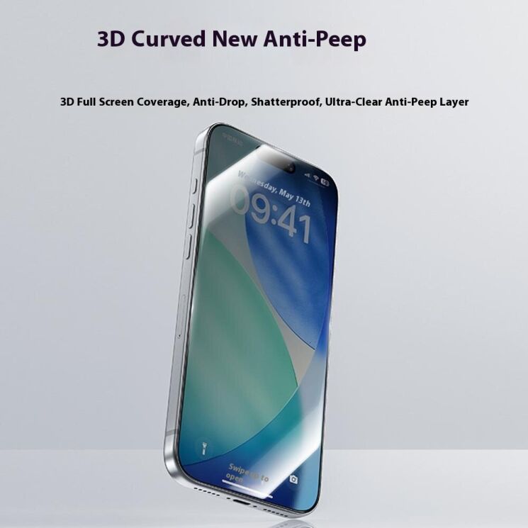 Захисне скло BENKS Zero Arc Series AntiSpy для iPhone 16 Pro / 17 / 17 Pro - Black: фото 12 з 17