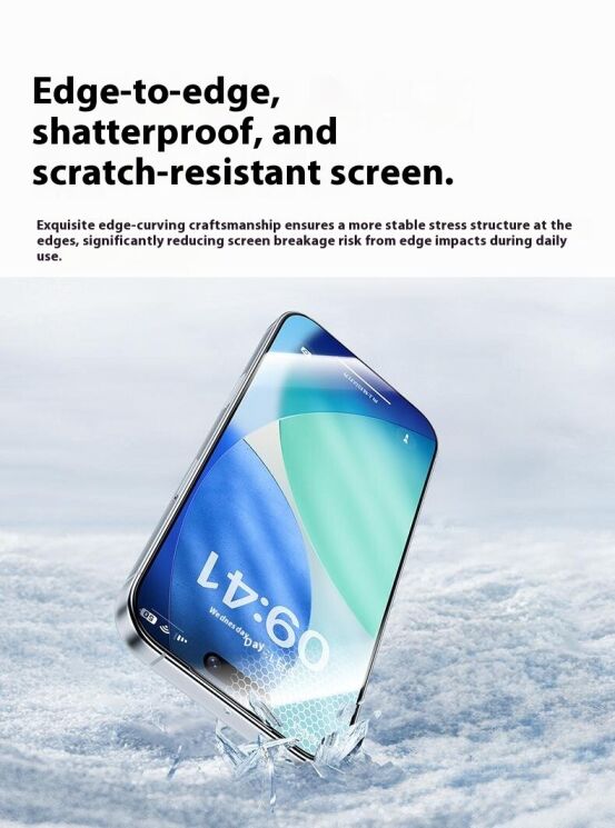 Захисне скло BENKS Zero Arc Series AntiSpy для iPhone 16 Pro / 17 / 17 Pro - Black: фото 7 з 17