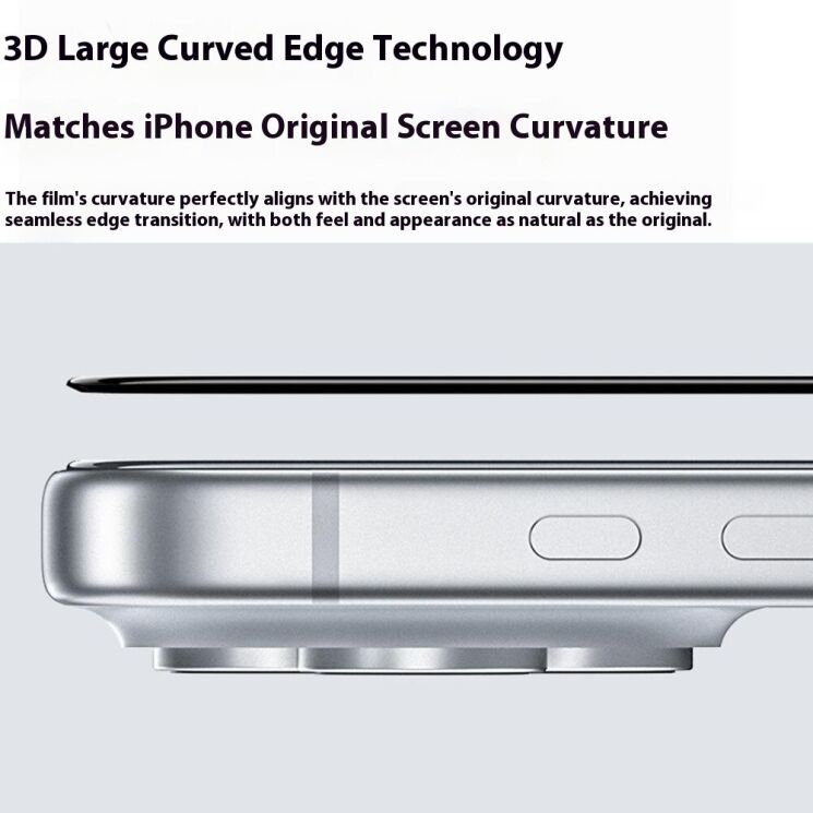 Захисне скло BENKS Zero Arc Series AntiSpy для iPhone 16 Pro / 17 / 17 Pro - Black: фото 13 з 17