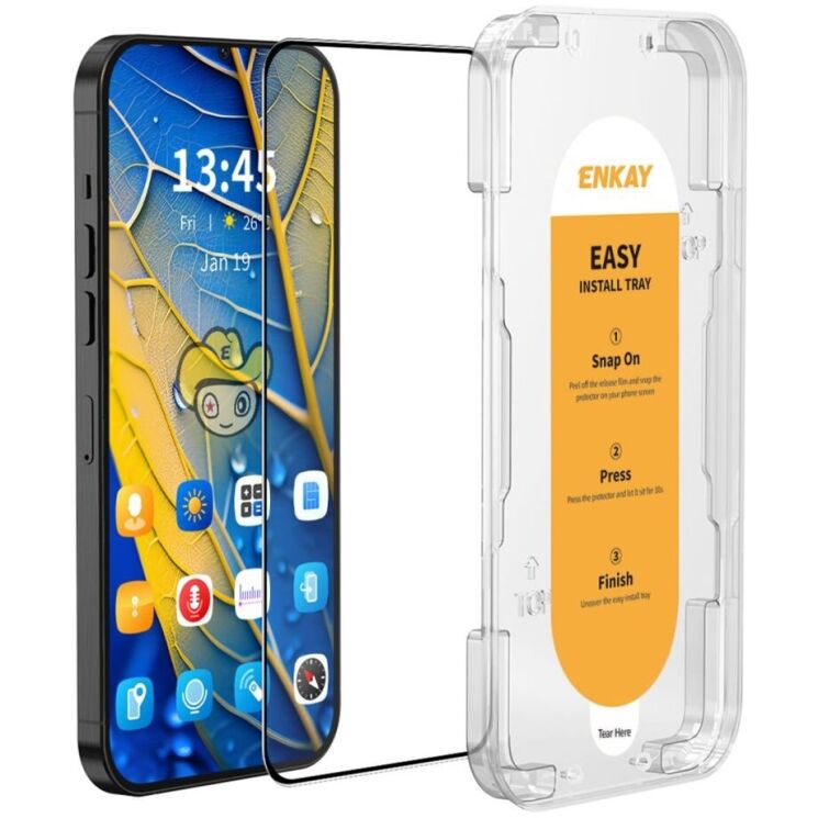 Защитное стекло ENKAY Easy Install Full Glue для Xiaomi Redmi Note 13 Pro 4G / Poco M6 Pro - Black: фото 1 из 8