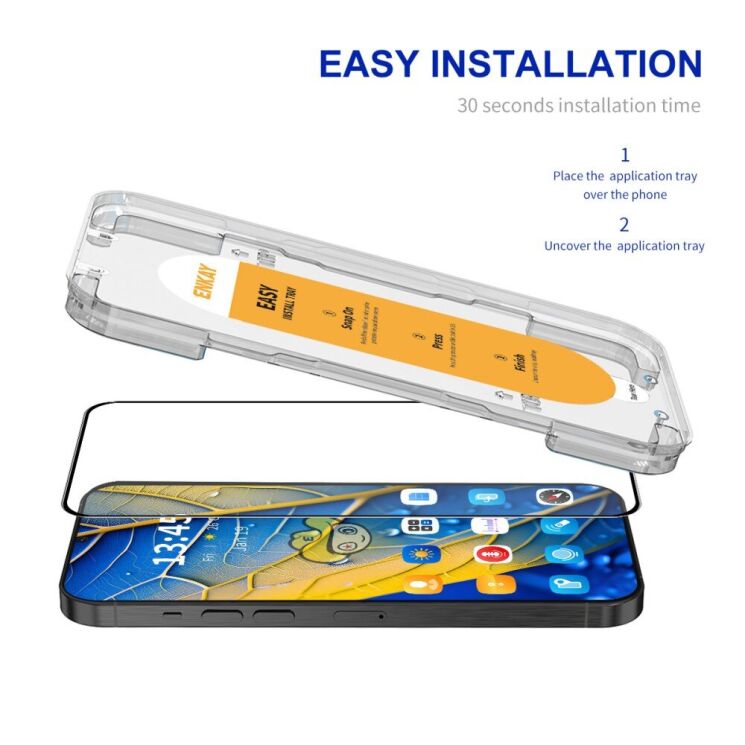 Защитное стекло ENKAY Easy Install Full Glue для Xiaomi Redmi Note 13 Pro 4G / Poco M6 Pro - Black: фото 2 из 8