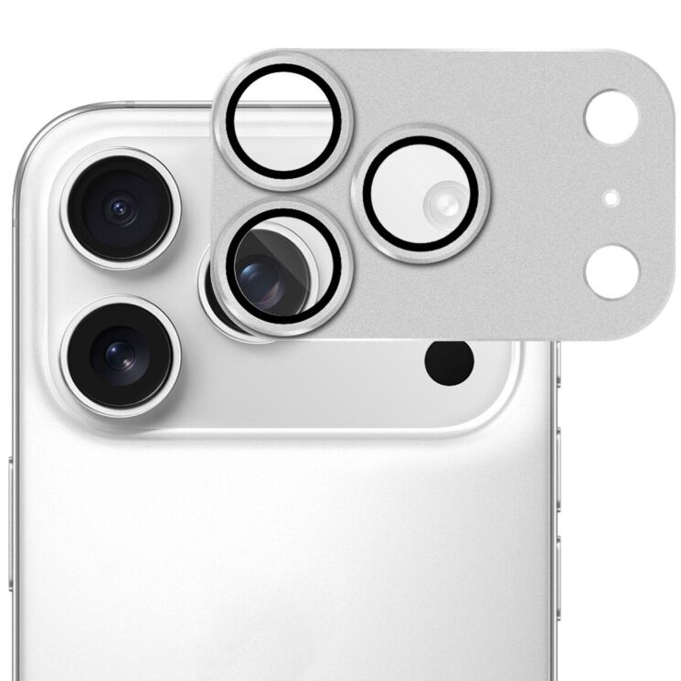 Захисне скло на камеру ENKAY Camera Style для Apple iPhone 17 Pro Max - Silver: фото 1 з 4