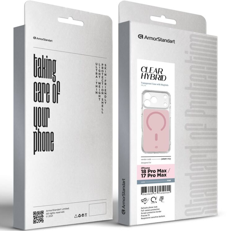 Захисний чохол ArmorStandart Clear Hybrid MagCase для iPhone 18 Pro Max / 17 Pro Max - Pink: фото 3 з 3