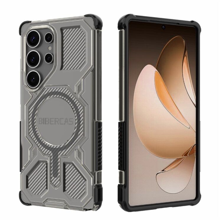 Захисний чохол Deexe Clear Bibercas для Samsung Galaxy S25 Ultra (S938) - Black: фото 1 з 7