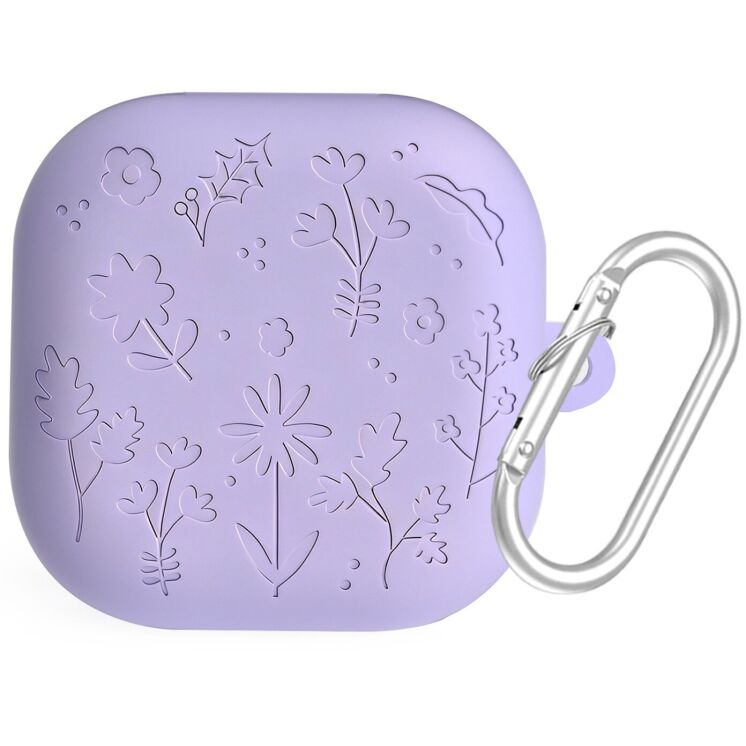 Захисний чохол Deexe Flower Pattern для Samsung Galaxy Buds 4 / Buds 4 Pro - Purple: фото 1 з 6