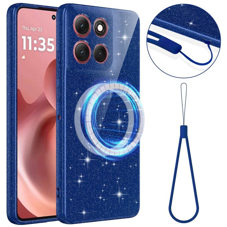 Захисний чохол Deexe Glitter Case with MagSafe для Motorola Moto G17 Power / G15 Power / G15 - Blue: фото 1 з 7