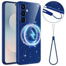 Защитный чехол Deexe Glitter Case with MagSafe для Samsung Galaxy S25 FE (S731) - Blue: фото 1 из 7