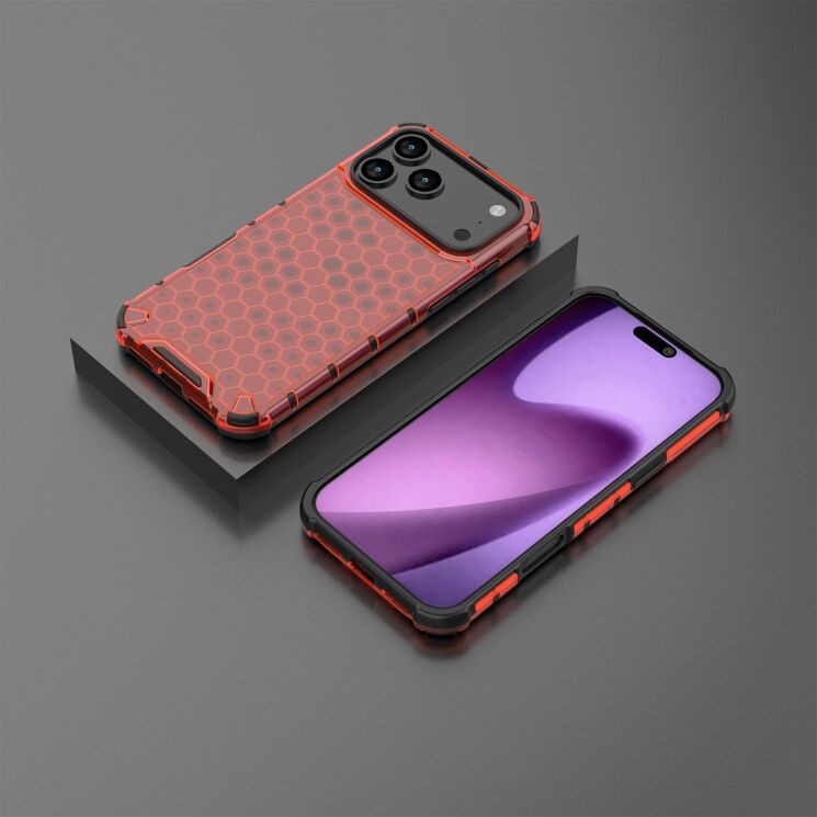 Захисний чохол Deexe Honeycomb Series для Apple iPhone 17 Pro Max - Red: фото 4 з 6
