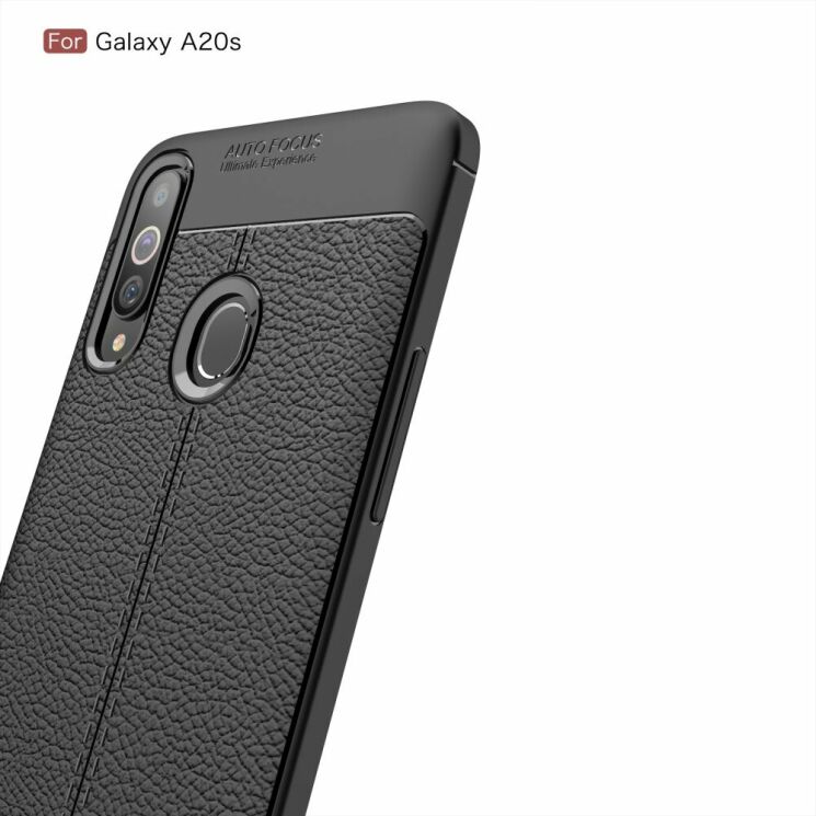 Защитный чехол Deexe Leather Cover для Samsung Galaxy A20s (A207) - Black: фото 4 из 19