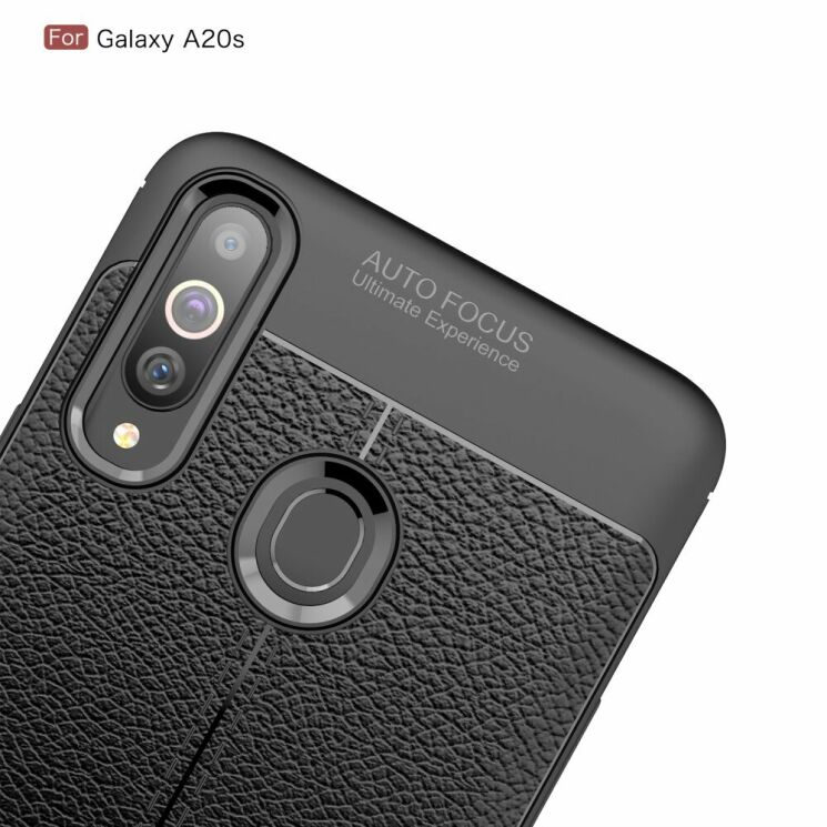 Защитный чехол Deexe Leather Cover для Samsung Galaxy A20s (A207) - Black: фото 6 из 19