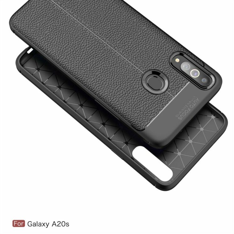 Защитный чехол Deexe Leather Cover для Samsung Galaxy A20s (A207) - Black: фото 3 из 19