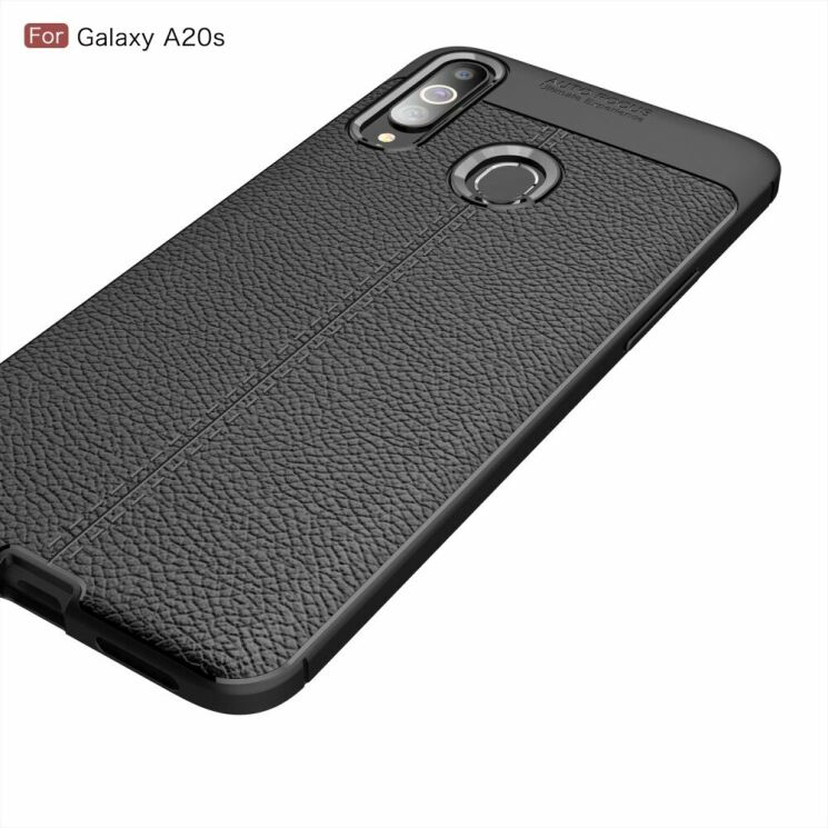 Защитный чехол Deexe Leather Cover для Samsung Galaxy A20s (A207) - Black: фото 5 из 19