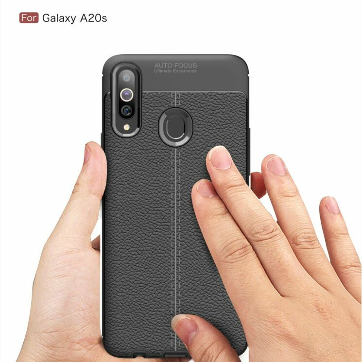 Защитный чехол Deexe Leather Cover для Samsung Galaxy A20s (A207) - Black: фото 8 из 19