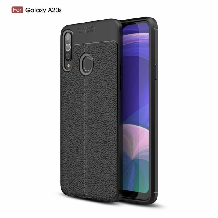 Защитный чехол Deexe Leather Cover для Samsung Galaxy A20s (A207) - Black: фото 1 из 19