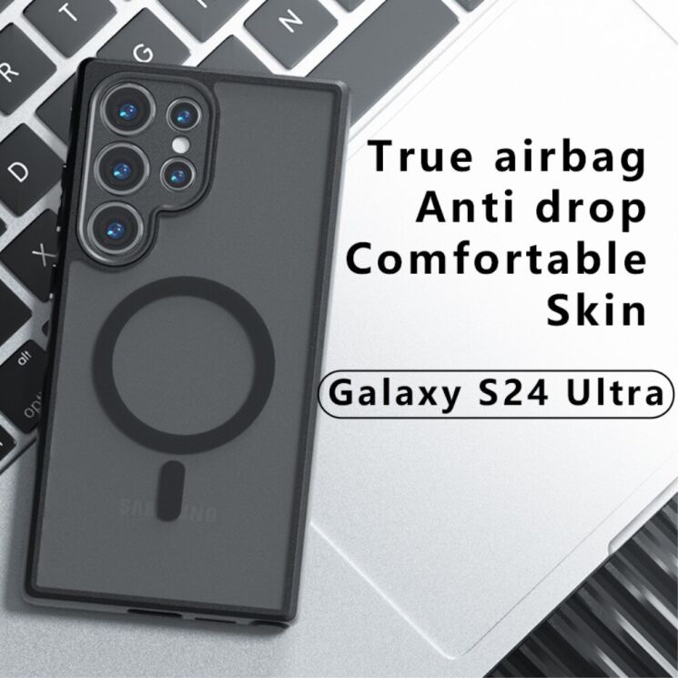 Защитный чехол Deexe Matte Skin with MagSafe для Samsung Galaxy S24 Ultra (S928) - Transparent Black: фото 11 из 13