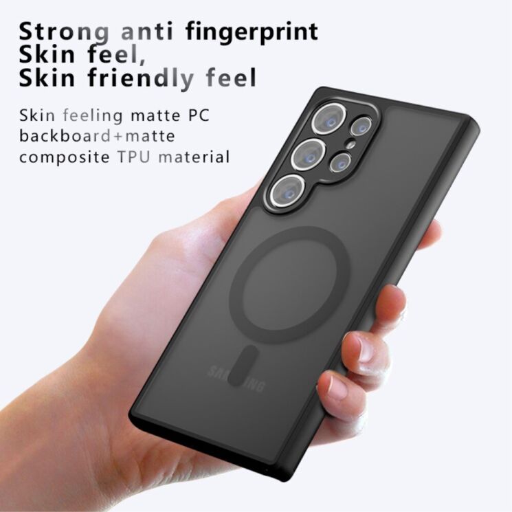 Защитный чехол Deexe Matte Skin with MagSafe для Samsung Galaxy S24 Ultra (S928) - Transparent Black: фото 7 из 13