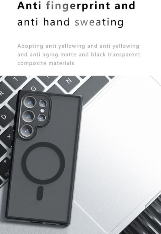 Защитный чехол Deexe Matte Skin with MagSafe для Samsung Galaxy S24 Ultra (S928) - Transparent Black: фото 12 из 13