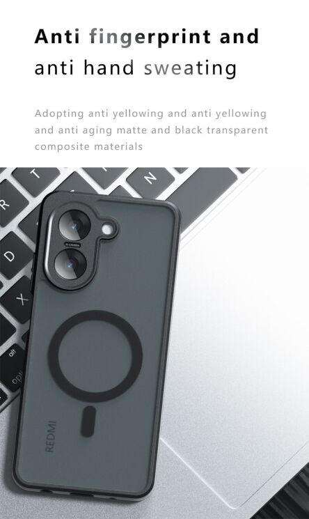 Защитный чехол Deexe Matte Skin with MagSafe для Xiaomi Redmi A5 / Poco C71 - Black: фото 20 из 21