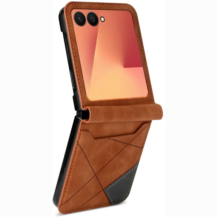 Защитный чехол Deexe Rhombus Card для Samsung Galaxy Flip 8 - Brown: фото 2 из 6