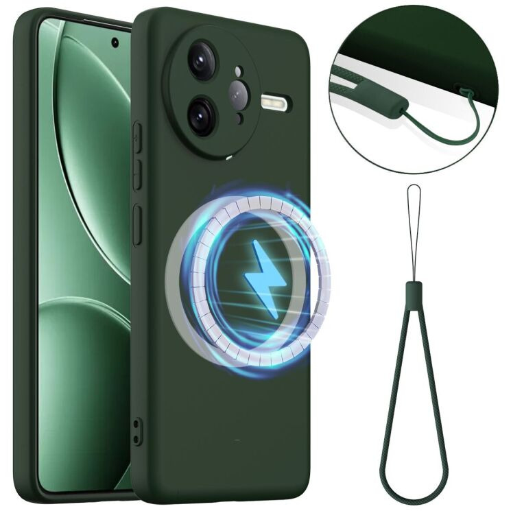 Защитный чехол Deexe Silicone Case with MagSafe для Xiaomi Poco F7 Ultra - Dark Green: фото 1 из 8