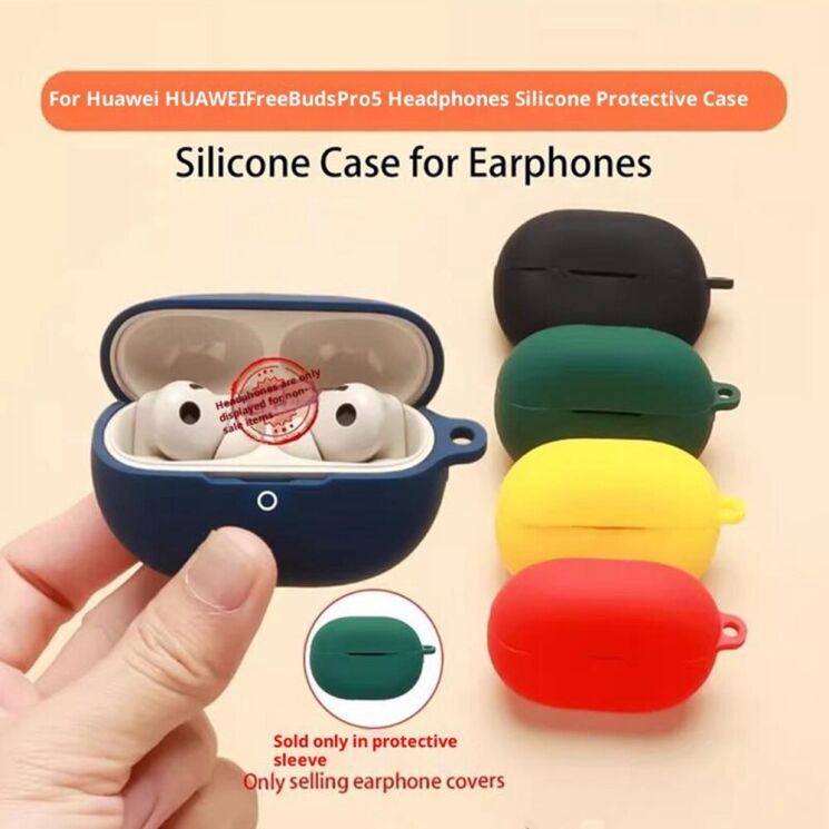 Защитный чехол Deexe Silicone Sleeve для Huawei FreeBuds Pro 5 - Blackish Green: фото 6 из 11