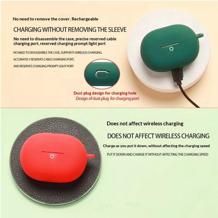 Защитный чехол Deexe Silicone Sleeve для Huawei FreeBuds Pro 5 - Blackish Green: фото 3 из 11