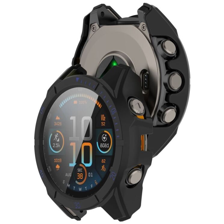 Защитный чехол Deexe Watch Case для Garmin Fenix 8 (47mm) - Black / Blue: фото 6 из 7