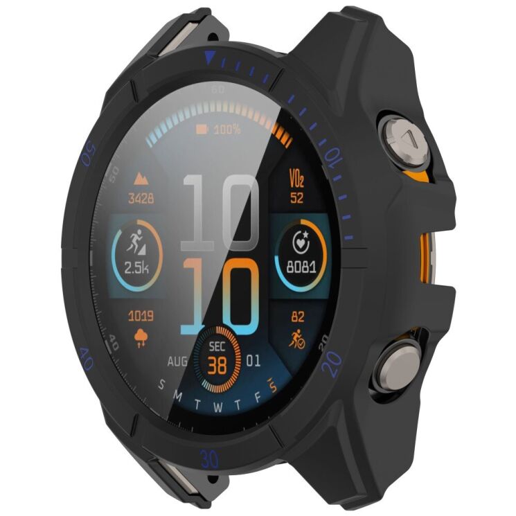 Защитный чехол Deexe Watch Case для Garmin Fenix 8 (47mm) - Black / Blue: фото 5 из 7