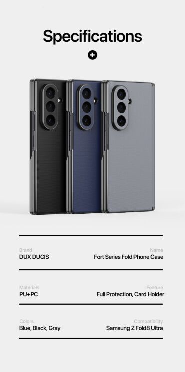 Захисний чохол Dux Ducis Fort Series для Samsung Galaxy Fold 8 Ultra - Grey (424031H) Захисний чохол Dux Ducis Fort Series для Samsung Galaxy Fold 8 Ultra - Grey: фото 13 з 14