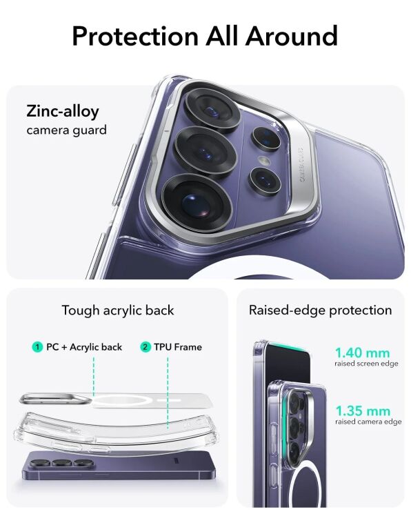 Защитный чехол ESR Classic Hybrid Magnetic Case (Stash Stand) для Samsung Galaxy S26 Ultra (S948) - Clear: фото 3 из 8