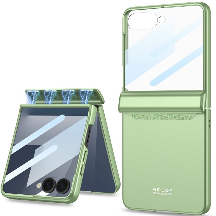Защитный чехол GKK Magnetic Fold для Samsung Galaxy Flip 7 - Matcha Green: фото 1 из 8