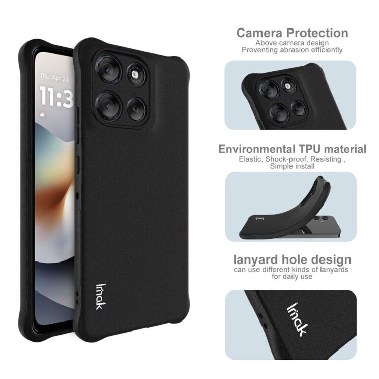 Захисний чохол IMAK Airbag MAX Case для Motorola Moto G86 - Matte Black: фото 3 з 9