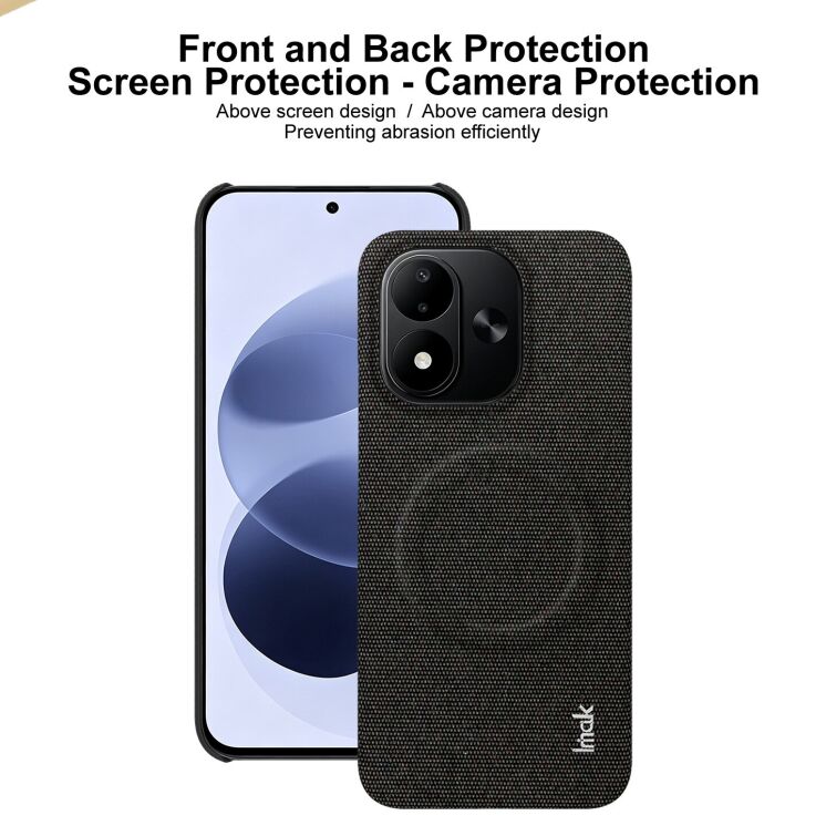 Защитный чехол IMAK Fabric Case with MagSafe для Xiaomi Redmi Note 17 (4G/5G) - Black: фото 9 из 10