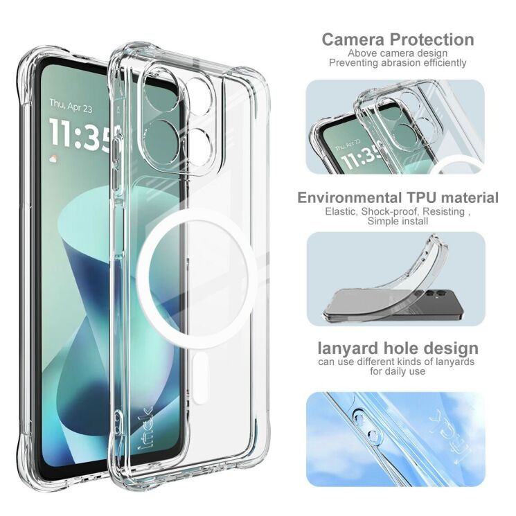 Захисний чохол IMAK Space Shield MagSafe для Motorola Moto G57 Power / G67 Power - Transparent: фото 7 з 10