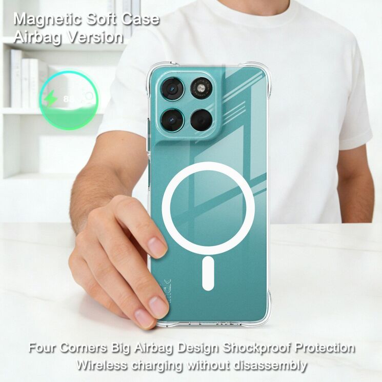 Захисний чохол IMAK Space Shield MagSafe для Motorola Moto G57 Power / G67 Power - Transparent: фото 3 з 10
