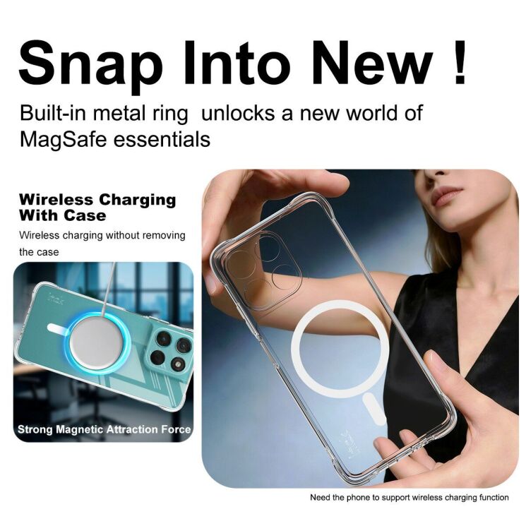 Захисний чохол IMAK Space Shield MagSafe для Motorola Moto G57 Power / G67 Power - Transparent: фото 5 з 10