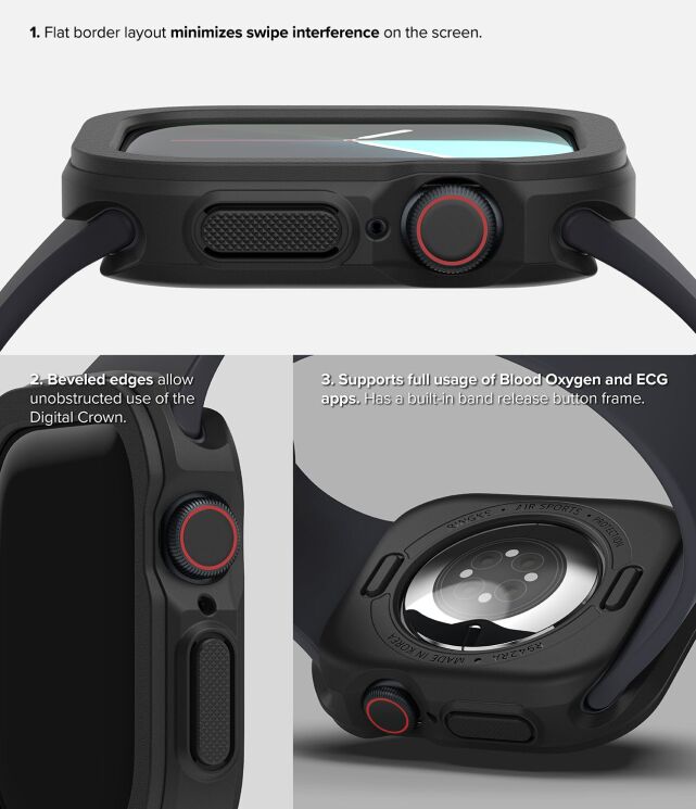 Захисний чохол Ringke Air Sports для Apple Watch 10 46 mm (8800274964082) - Black: фото 10 з 16