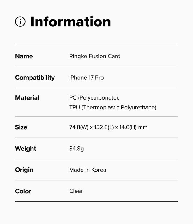 Защитный чехол Ringke Fusion Card для iPhone 17 Pro (8800328810839) - Clear: фото 11 из 11