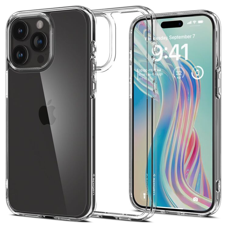 Захисний чохол Spigen (SGP) Crystal Hybrid для Apple iPhone 15 Pro - Crystal Clear: фото 1 з 9