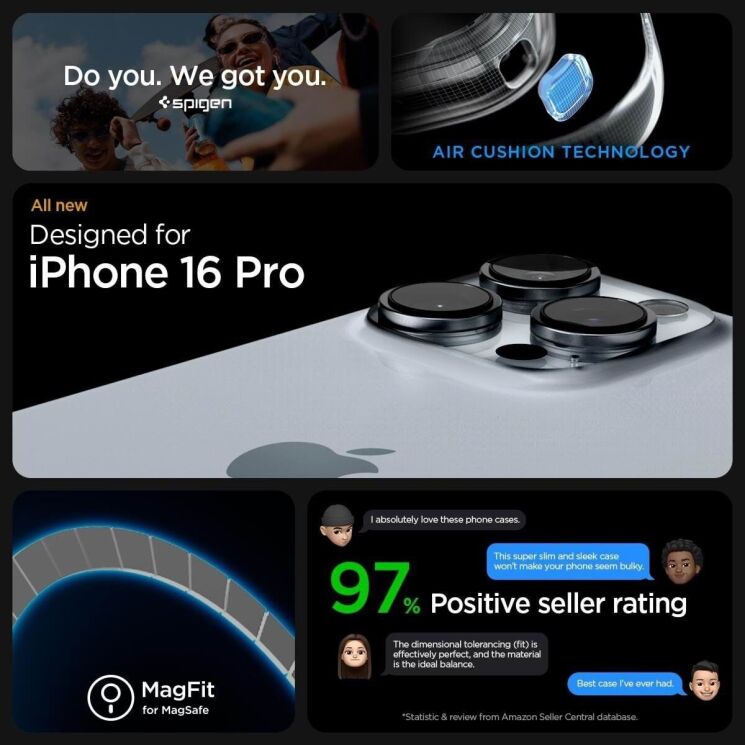 Защитный чехол Spigen (SGP) Crystal Hybrid (MagFit) для Apple iPhone 16 Pro (ACS08162) - Clear: фото 8 из 13