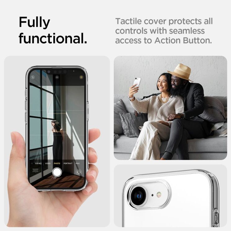 Защитный чехол Spigen (SGP) Liquid Crystal (MagFit) для Apple iPhone 16e (ACS09150) - Clear White: фото 12 из 14