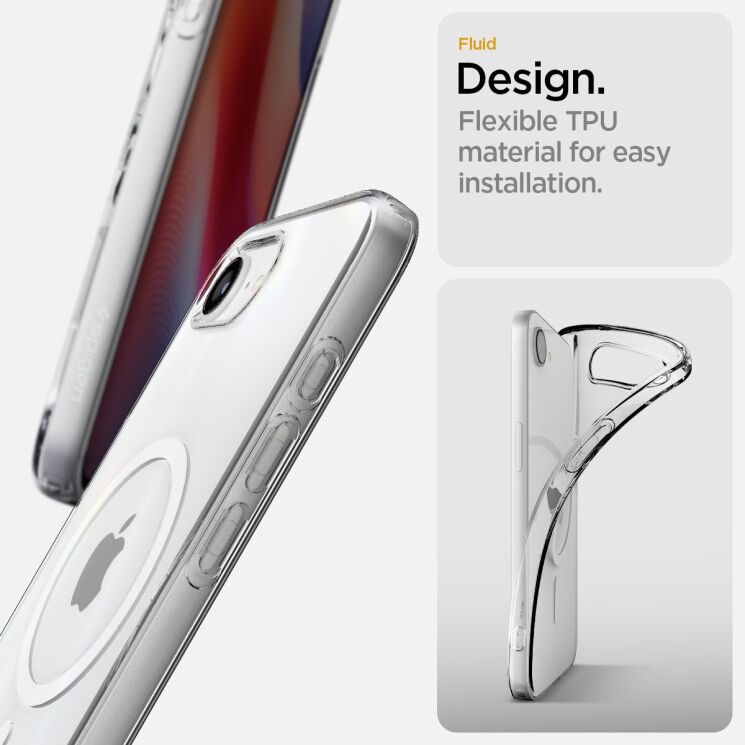 Защитный чехол Spigen (SGP) Liquid Crystal (MagFit) для Apple iPhone 16e (ACS09150) - Clear White: фото 11 из 14