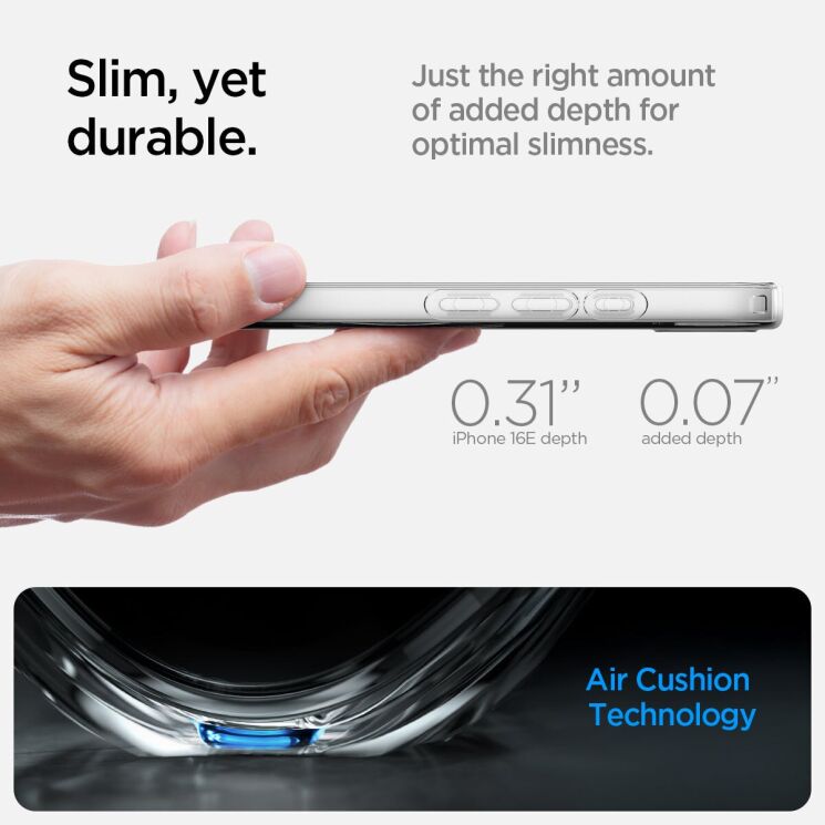 Защитный чехол Spigen (SGP) Liquid Crystal (MagFit) для Apple iPhone 16e (ACS09150) - Clear White: фото 13 из 14