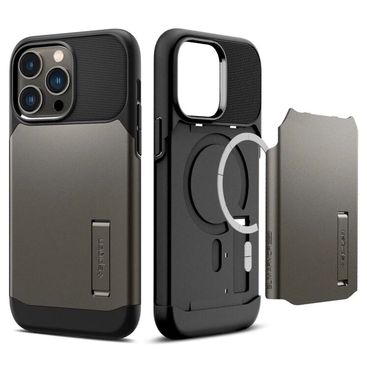 Защитный чехол Spigen (SGP) Slim Armor (MagFit) для Apple iPhone 14 Pro - Gunmetal: фото 8 из 10