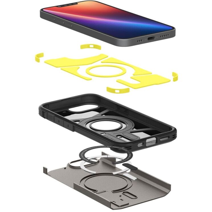 Защитный чехол Spigen (SGP) Tough Armor (MagFit) для Apple iPhone 16e (ACS09136) - Gunmetal: фото 8 из 18