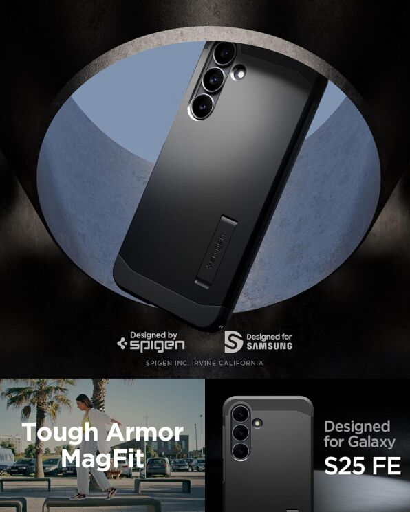 Защитный чехол Spigen Tough Armor (MagFit) для Samsung Galaxy S25 FE (S731) ACS10029 - Black: фото 9 из 14